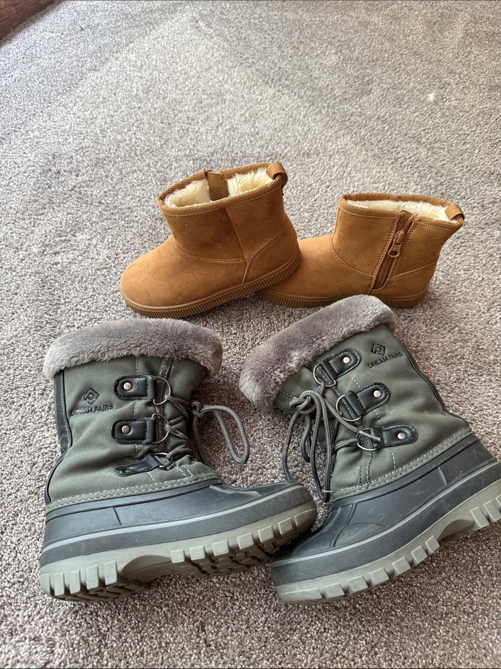 BUNDLE Suede Kids Ankle Boots & Grey Winter Snow Boots